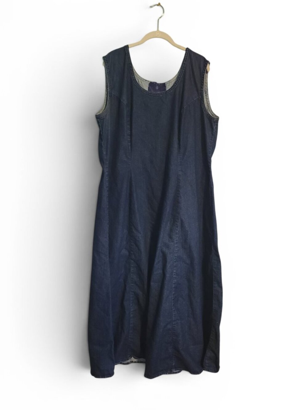 Vintage 90s Dark Wash Denim Sleeveless Jumper Maxi Dress Women's Plus Size